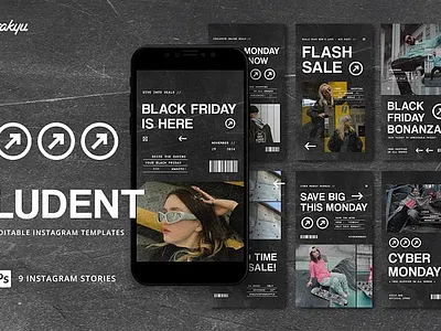 Ludent Instagram Templates black friday brand branding catalog cyber monday fashion flash sale hype instagram post instagram stories instagram template ludent instagram templates paper portfolio social media stories stories template streetwear texture urban