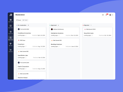 Moderation page | Web app design designconcept kanban board kanban board design moderation moderation page platform saas saas design sigma ui ux uxui web app web app design web platform