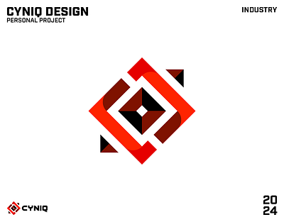 CYNIQ Design abstract brand colour geometric grid layer logo red symmetry