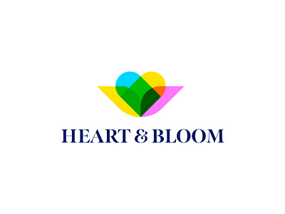 Colorful heart and flower logo bloom branding colorful logo flower heart logo logo logo design love logo minimal modern plant