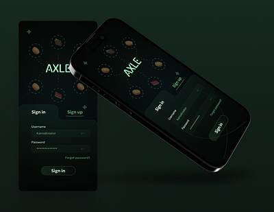 "AXLE" Decentralized login screen app inspiration app screen branding dark mode design decentralized app defi inspiration degen glassmorphism login mockup screen login screen new age design nfts protect your assets secure your wallet ui web3 web3 design web3 inspiration web3 login app