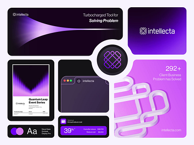 Intellecta - AI Quantum Computing Branding ai animation brand brand ideas brand identity branding computing design gradient graphic design logo logo branding logo design logo motion modern motion motion graphics purple quantum vektora