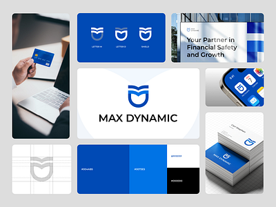 Max Dynamic - Security Branding brand guideline brand identity branding company custom d graphic design initial letter logo logomark m modern security shield visual branding