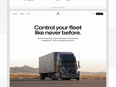 Landing Page Design for Fleet Control Company control dashboard data analytics fleet fleet management homepage landing page logistics monitoring real time tracking shipping telematics tracking truck ui ux vehicle web web design website