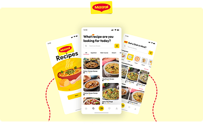 Maggi Recipe App Concept app design branding design figma recipe app ui ui screens uiux user interface