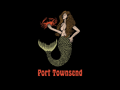 Port Townsend Mermaid beautiful crab cryptid drawing fish tale illustration mermaid mythology ocean pacific ocean photoshop procreate raster siren texture the sea woman