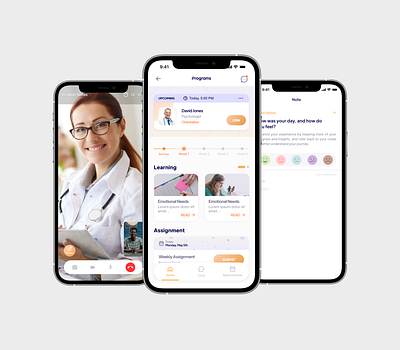 Your Partner in Mental Wellness consultation content design mentalhealth mobile app mood tracker psychology selfcare track your health uiux videocall