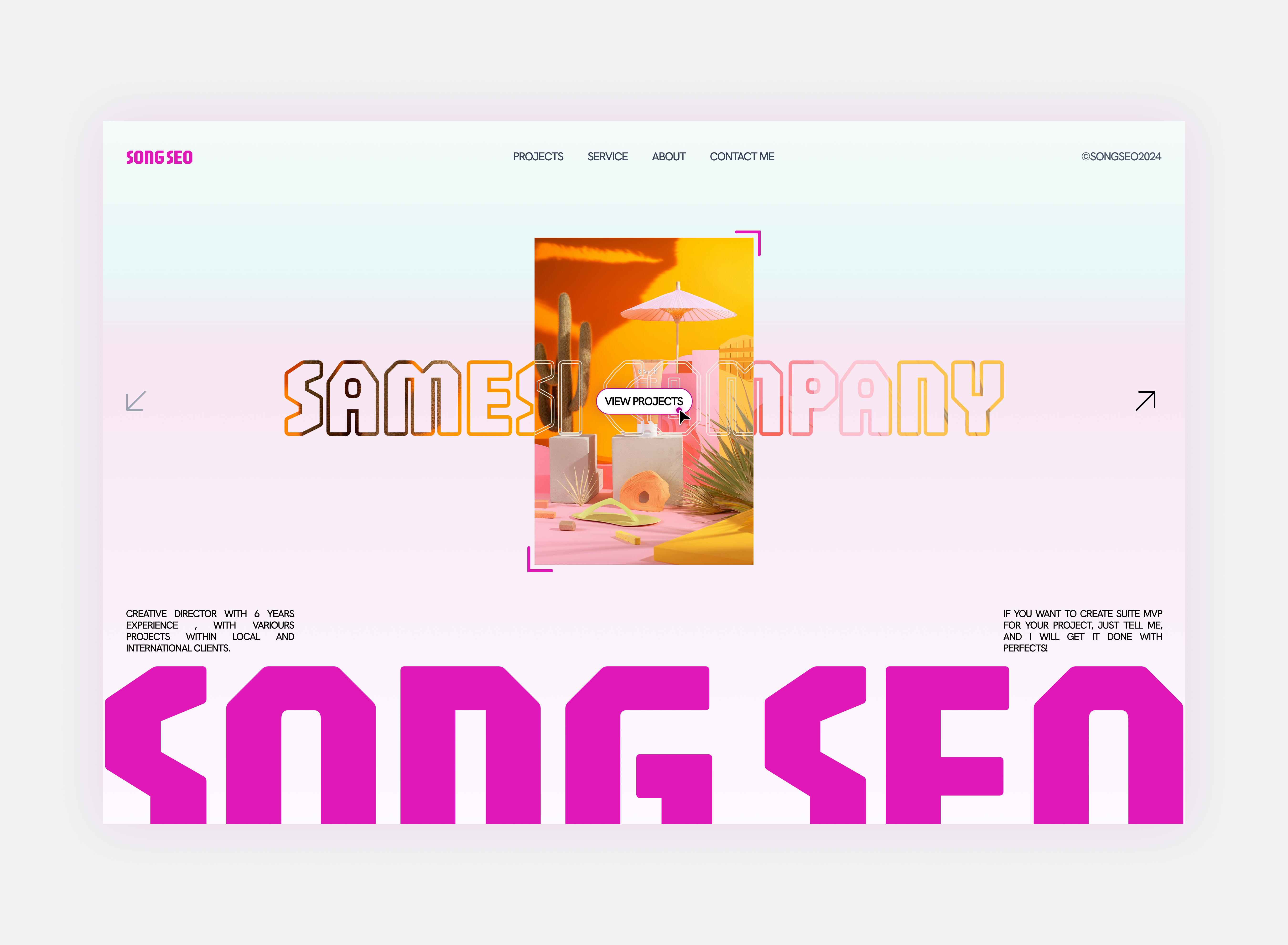 SONG SEO - Art Director Web Portfolio art art director big typography bold branding clean landing page layout layout design personal website portfolio portfoliodesign ui ui designer uidesign ux web web design web page website