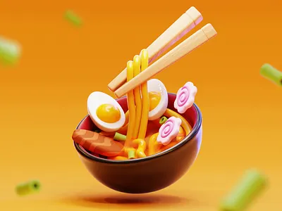 Stylized Japanese Ramen - 3D Illustration 3d 3d illustration blender cycles food illustration japanese food lighting noodle ramen render stylized