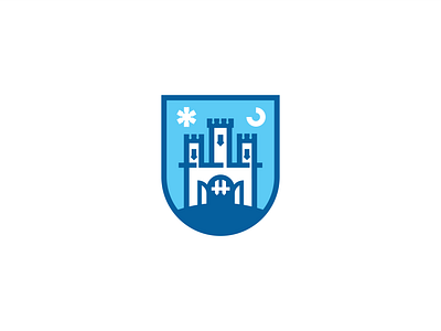 The City of Zagreb Coat of Arms redesign concept bold branding castle coat of arms croatia fortress geometry graphic design icon illustration line art logo mark minimalist modern heraldry open gates shield simple sun and moon zagreb