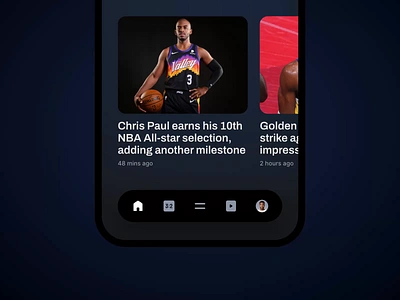 Sports news app - Main navigation animation app article bottom sheet concept design exploration explore ios menu mobile app motion motion graphics navigation news product design sport strv strvcom ui