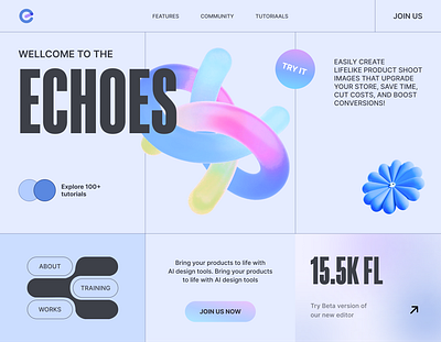 Echoes - AI Powered Website Home Page Version 1 app branding design graphic design illustration logo typography ui ux vector