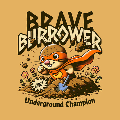 Underground Champion cartoon cute funny kittl kittldesign mole pop culture print on demand retro superhero t shirt t shirt design