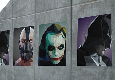 SUPERHERO - BATMAN, JOKER AND BANE POLYART VECTOR DRAWINGS art branding design graphic design illustration vector