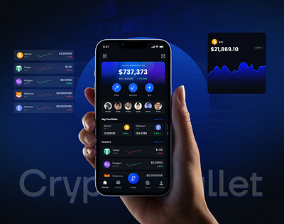 Crypto Wallet Mobile App Design app app design application courency crypto exchange app crypto token page crypto trade app crypto wallet mobile app design exchange mobile app design money exchange app trading