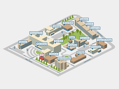 Hospital Campus Map hospital hospital map isometric isometric world map