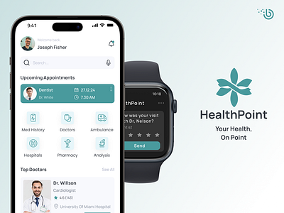 HealthPoint - Your Health, On Point. android design flutter healthcare ios mobile mobile app ui watch