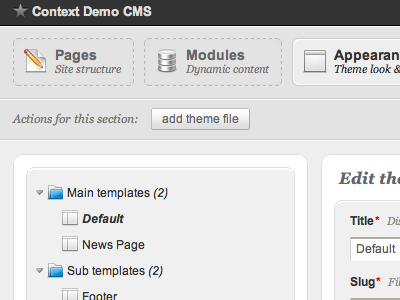 Bespoke CMS admin interface admin cms ui