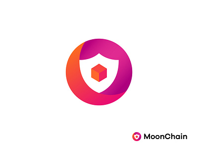 moon, blockchain security logo, guard logo blockchain logo blockchain technology branding crescent cube design guard guard logo logo logo design moon privacy security security logo