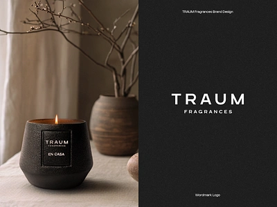 TRAUM Fragrances Wordmark Design Showcase aesthetic bespoke blatant typeface branding ceramic clean cosmetics elegance fashion fragrance logotype luxury luxury candle luxury logo luxury scents minimal perfume scented candle timeless wordmark