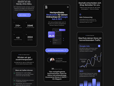 B&G. Design for Google Ads & SEO company. Mobile agency black background creative design diagrams digital agency google ads graphics interface landing marketing mobile mobile version modern phone seo ui ux webdesign website