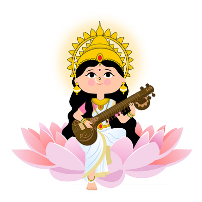 Goddess Saraswati: The Divine Muse of Wisdom and Creativity beautiful gods beautiful illustrations best of dribbble dribbble discovery goddess saraswati graphics gods illustrations illustration matter matter motions matter motions studio