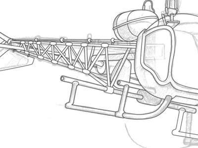 Helicopter Sketch - Vector Lines