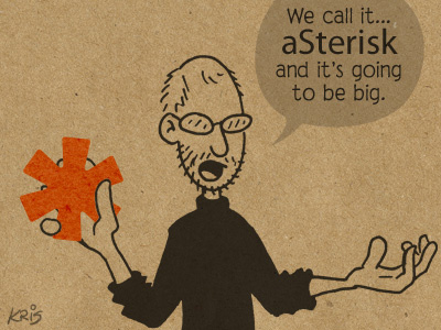 Steve Jobs Introducing aSterisk asterisk cartoon comic gag kraft paper rebound steve jobs