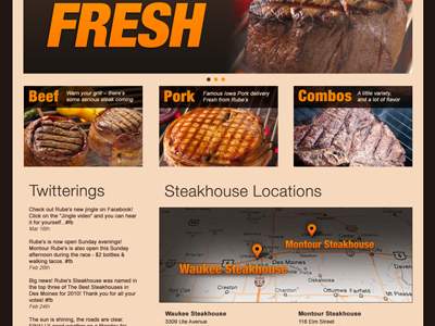 Homepage Rubes brown locations orange steaks tan twitter