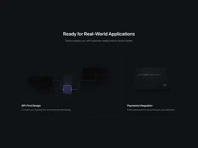 💳 Landing Page Card api bento dark mode illustration landing page payments saas ui