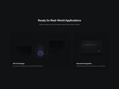 💳 Landing Page Card api bento dark mode illustration landing page payments saas ui