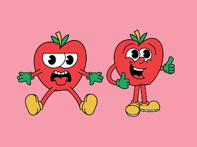 apple vintage character color 7 & 8 graphic design illustration mascot