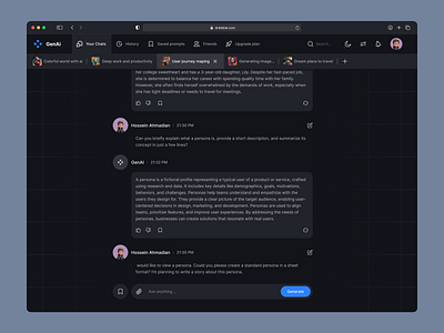 AI assistant-part 1 ai ai assistance app artificial intelligence chat bot chat gpt clean concept creative dark dark mode dashboard design desktop llm trend ui uiux ux web