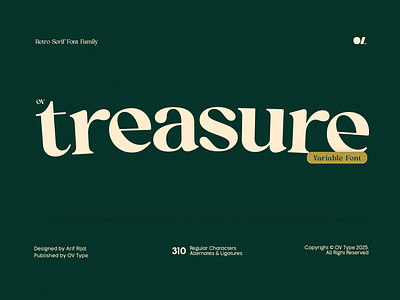 OV Treasure Retro Serif Font Family 70s vibe 80s branding classic corporate design elegant font font family graphic design illustration mid century packaging poster retro font retro serif typeface typography variable font vintage