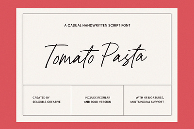 Tomato Pasta Handwritten Script Font casual font casual script diary font hand lettering handwritten handwritten font journal lettering logo font modern font notes script script font signature signature font signature script stylish font stylish signature typography