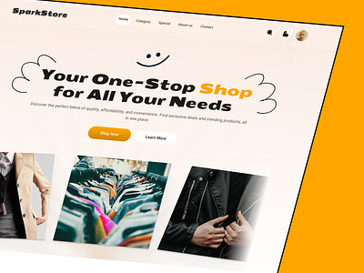 SparkStore | Minimal Store | Shop Website app application bag basket buy figma hero section landing logo mobile new ui shop shopping sparkstore store trend ui ui ux webapp website xd