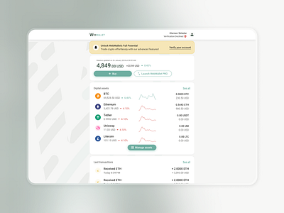 Crypto Web Wallet Dashboard buy crypto sell crypto web web crypto platform web platform web wallet