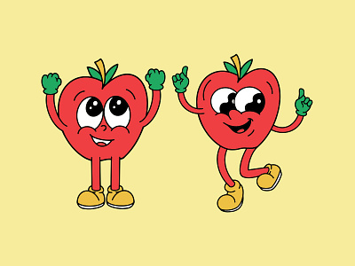 apple vintage character color 9 & 10 graphic design illustration mascot