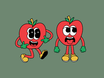 apple vintage character color 11 & 12 graphic design illustration mascot