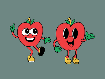 apple vintage character color 13 & 14 graphic design illustration mascot