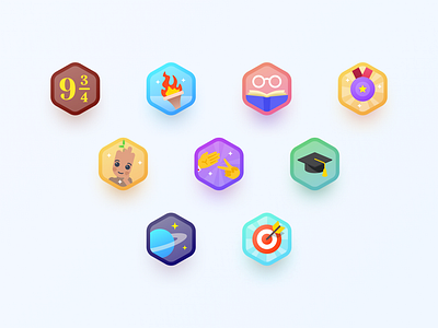 Achievement Icons for EWA Learn Languages achievement design graphic design icon illustration ui