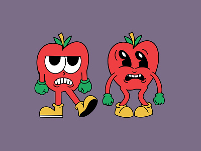 apple vintage character color 15 & 16 graphic design illustration mascot