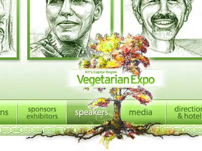 Vegetarian Expo buttons design illustration tree vegetarian website