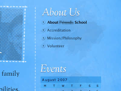 About Us blue lucida grande sorts mill goudy watercolor wordpress