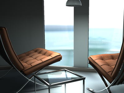 3D view 3d chair cinema4d gi reflection