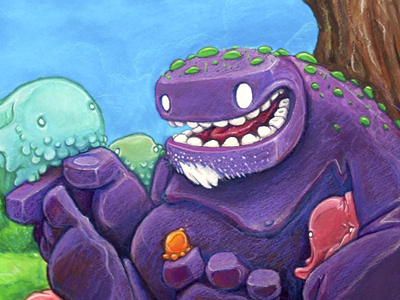 Zog Detail character gouache organic painting