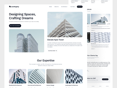 Architecture Landing Page Design architecture branding company website design landing page minimalist modern real estate ui ui design uiux ux web web design