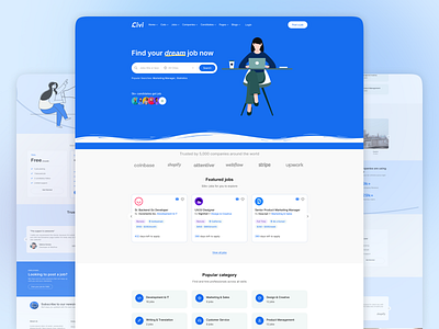 Civi Job search website freelancing job job finding landing page search ui wordpress