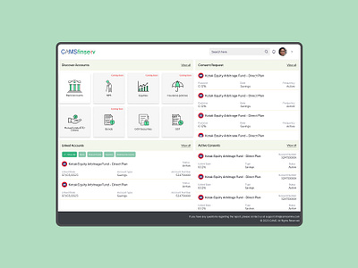 Account Aggregator Dashboard ui