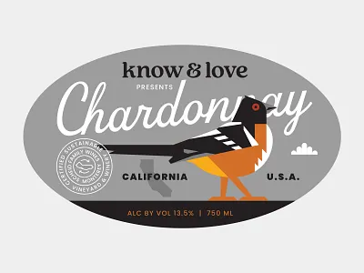 Wine Label bird california chardonnay illustration label wine